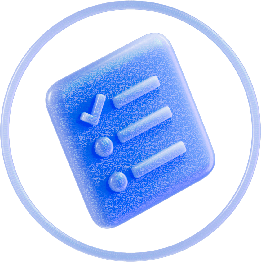 Icône 3D d'une liste à cocher bleue pour l'ordre du jour d'un CSE.