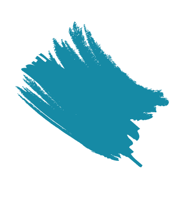Pinceau de peinture bleu sarcelle sur fond blanc