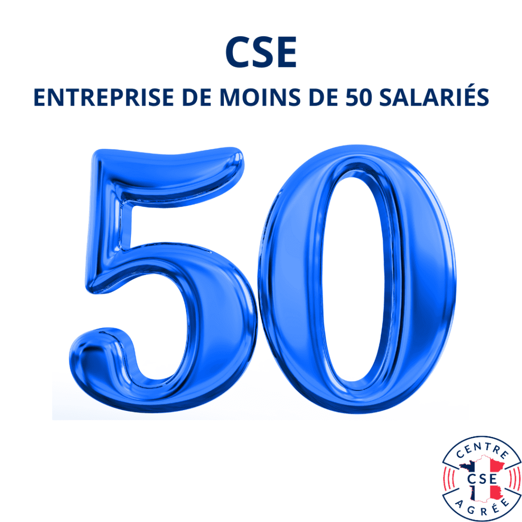 CSE : entreprise de moins de 50 salariés, chiffre 50 en 3D.