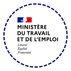 Logo du Ministère du Travail et de l'Emploi français avec devise Liberté, Égalité, Fraternité
